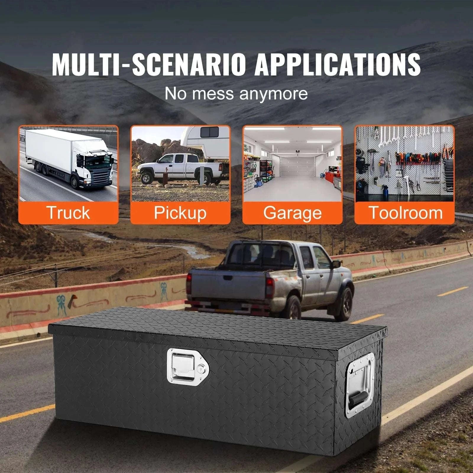Heavy Duty Aluminum Truck Bed Tool Box with Lock and Handles-30x13x9.6in Silver / United States