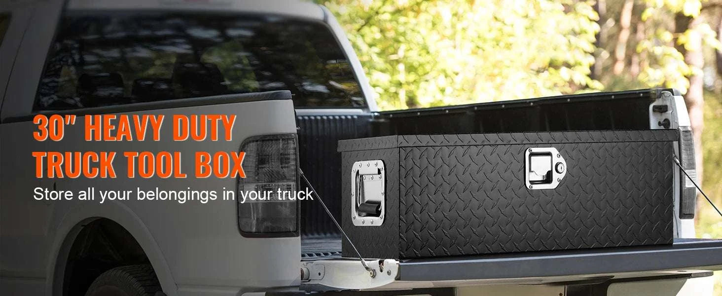 Heavy Duty Aluminum Truck Bed Tool Box with Lock and Handles-30x13x9.6in Silver / United States