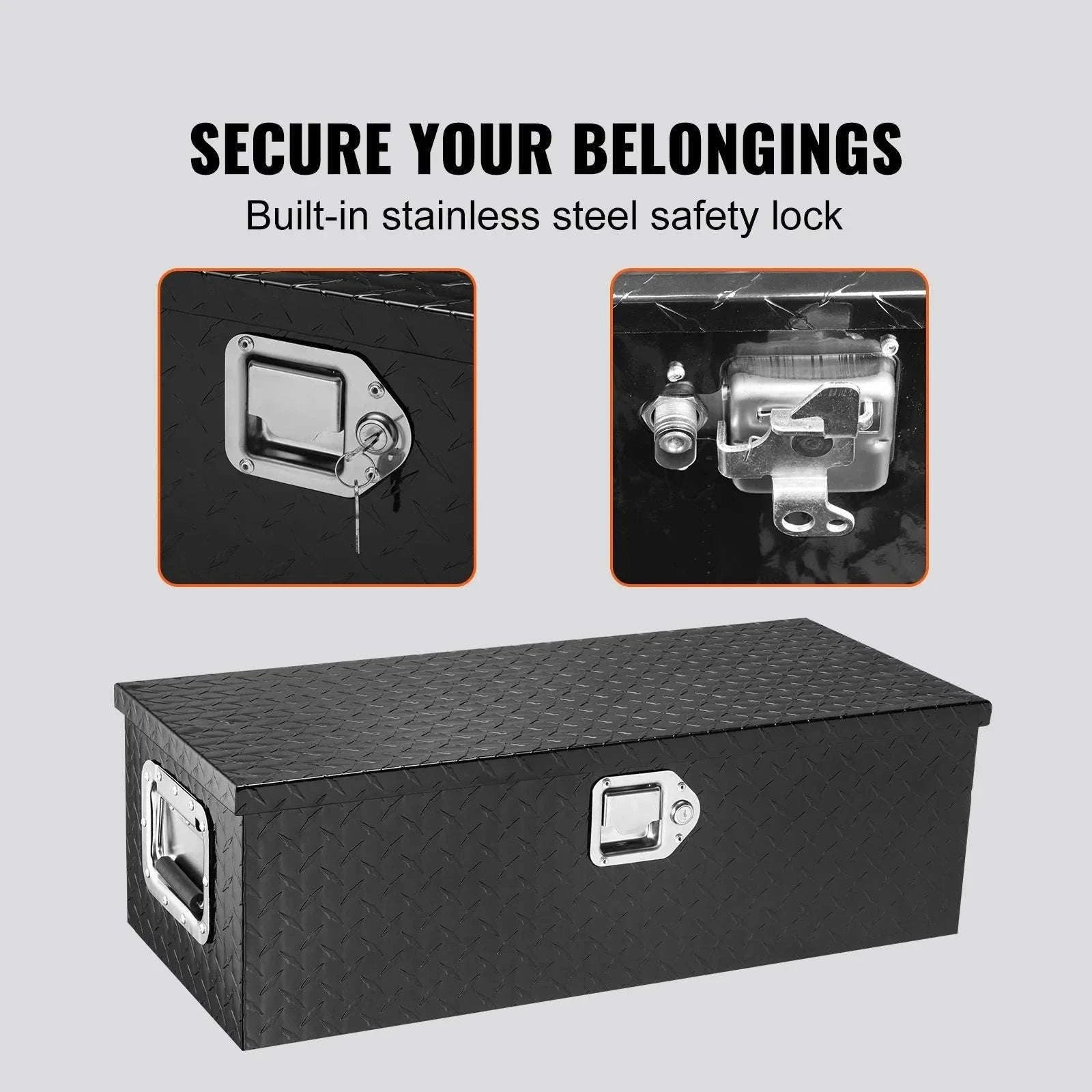 Heavy Duty Aluminum Truck Bed Tool Box with Lock and Handles-30x13x9.6in Silver / United States