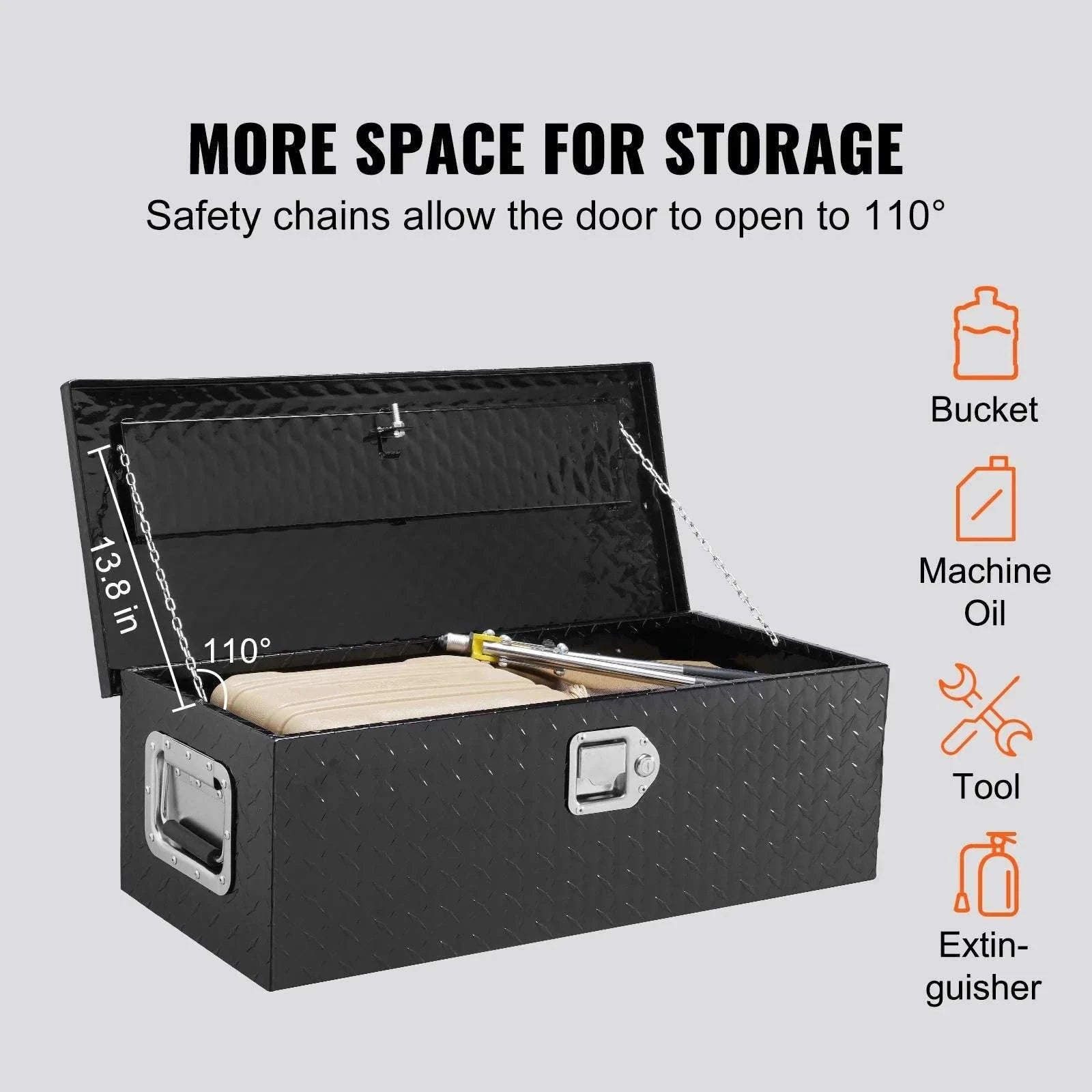 Heavy Duty Aluminum Truck Bed Tool Box with Lock and Handles-30x13x9.6in Silver / United States