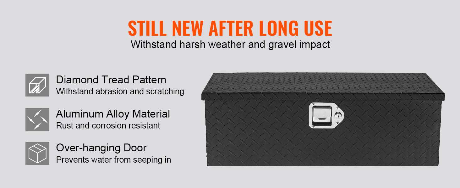 Heavy Duty Aluminum Truck Bed Tool Box with Lock and Handles-30x13x9.6in Silver / United States