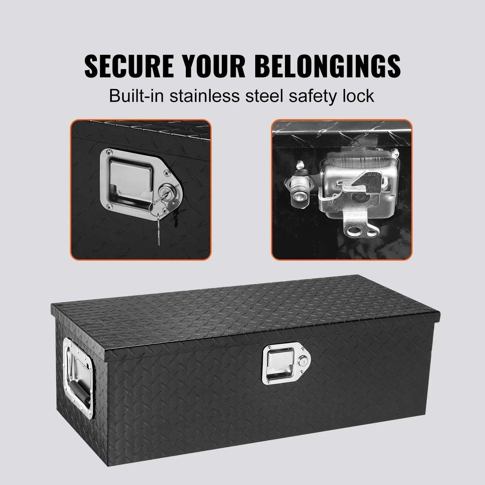 Heavy Duty Aluminum Truck Bed Tool Box with Lock and Handles-30x13x9.6in Silver / United States