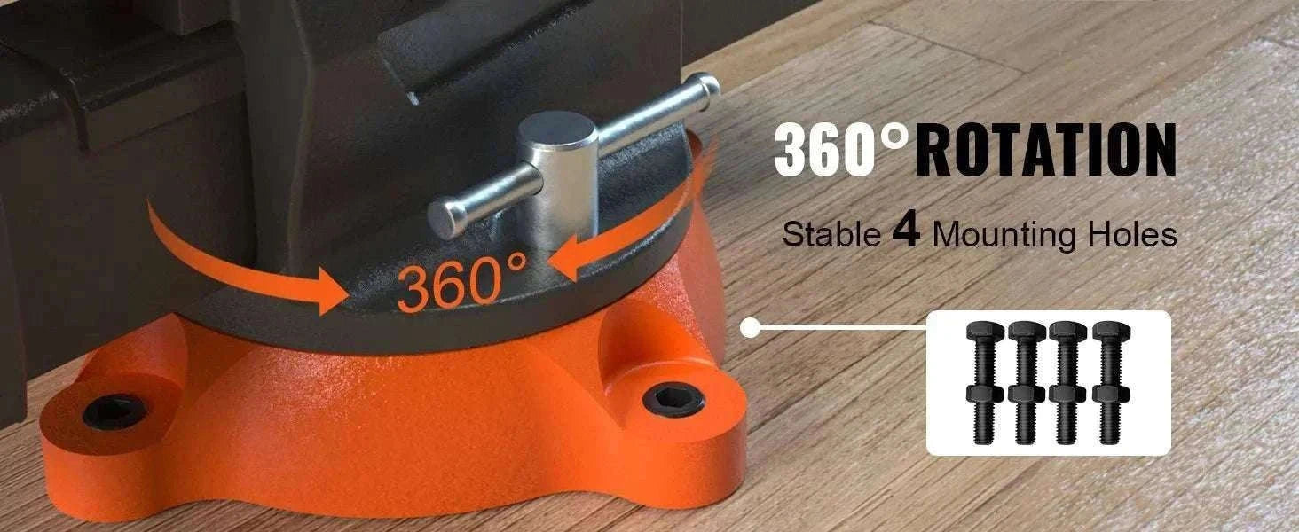 Heavy Duty Bench Vise with Swivel Base & Anvil (4.5"–6.5")-6.5 inch / france