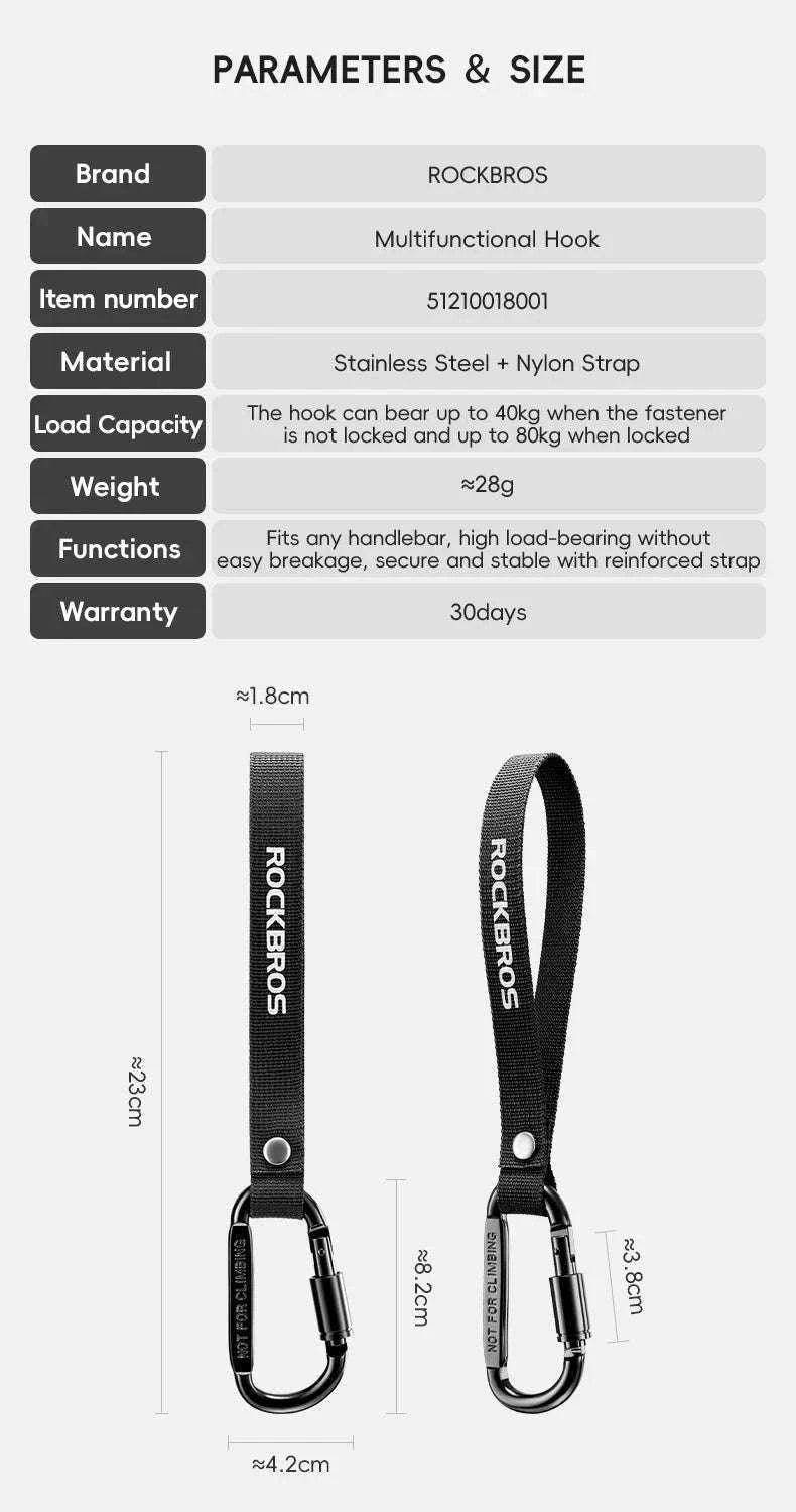 Heavy Duty Bike Handlebar Hook for Helmet, Bags & Bottles-2 pcs