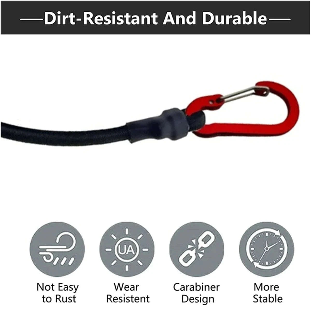 Heavy Duty Bungee Cord Elastic Tie Strap with Carabiner Hooks-90cm