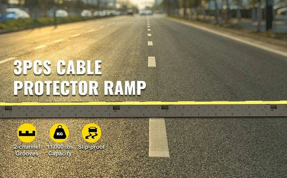 Heavy Duty Cable Protector Ramp 2-Channel 11000 lbs Capacity-3PCS / United States