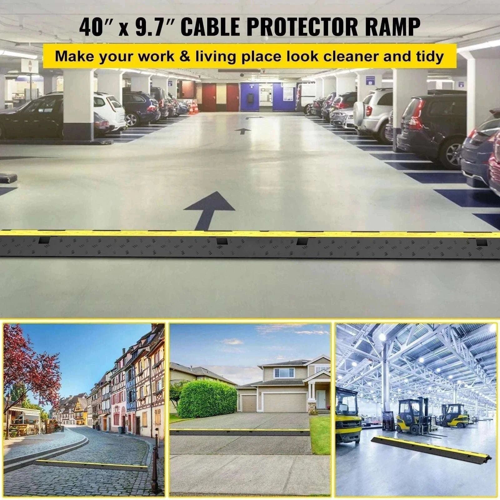 Heavy Duty Cable Protector Ramp 2 Channel 11000 lbs Driveway Cover-5PCS / spain