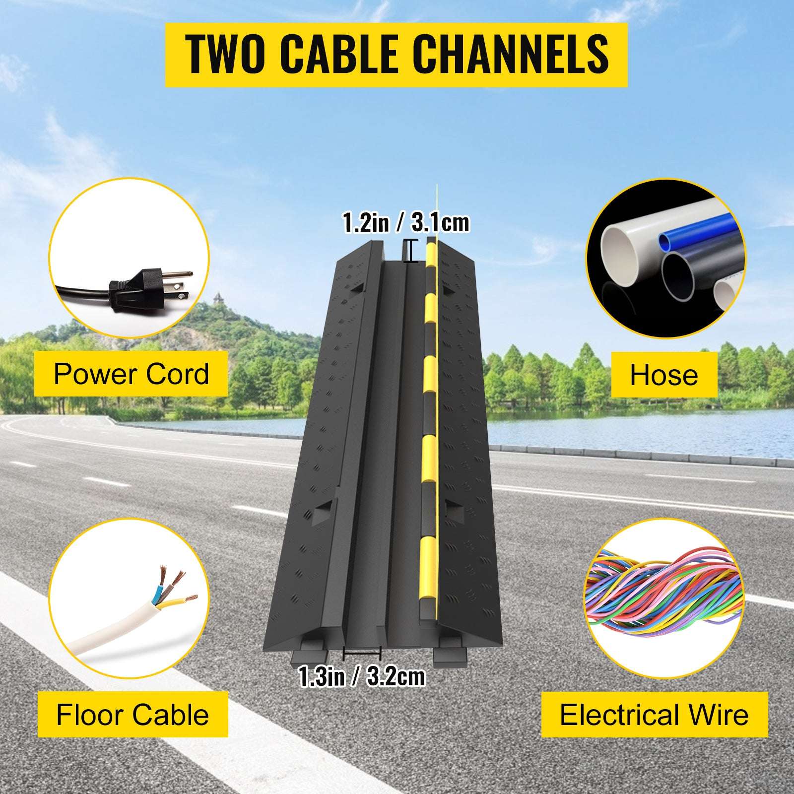 Heavy Duty Cable Protector Ramp 2 Channel 11000 lbs Driveway Cover-5PCS / spain
