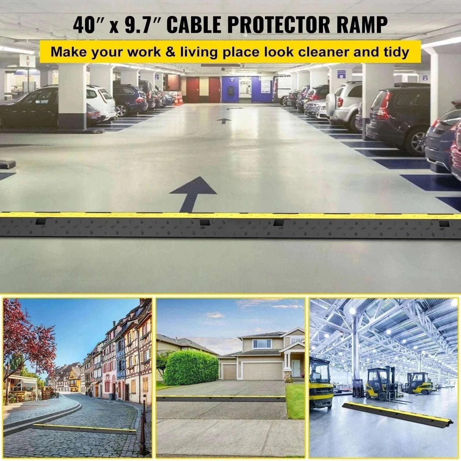 Heavy Duty Cable Protector Ramp 2 Channel 11000 lbs Driveway Cover-5PCS / spain