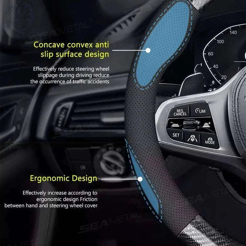 Heavy-Duty Car Steering Wheel Cover for 37-39cm Wheels-1pc
