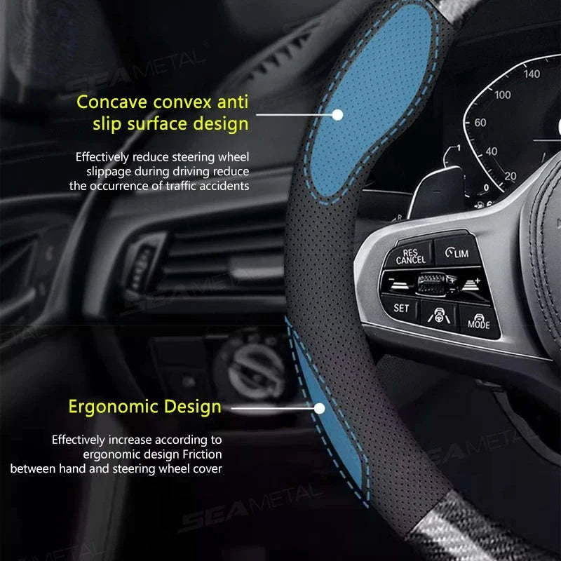 Heavy-Duty Car Steering Wheel Cover for 37-39cm Wheels-1pc