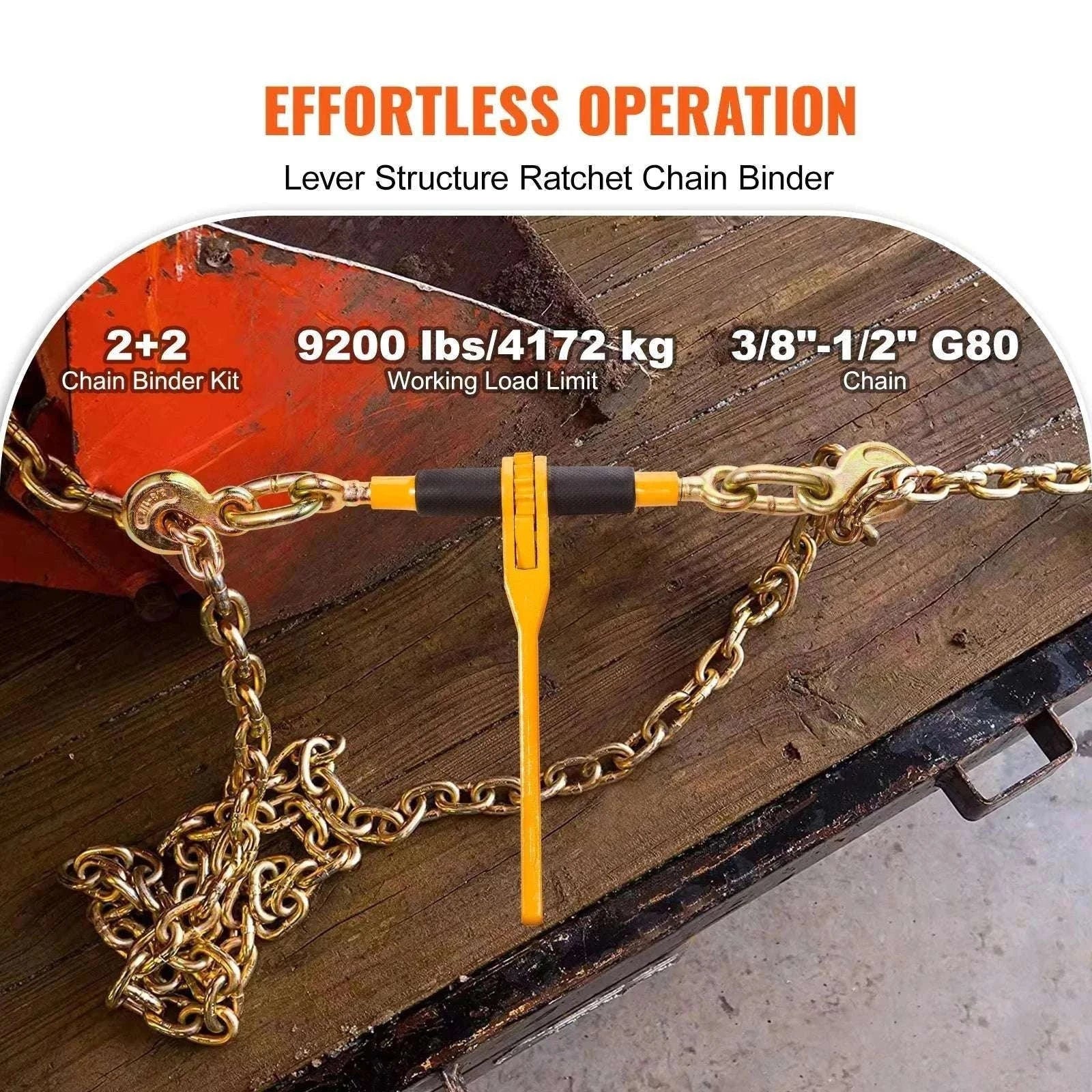 Heavy Duty Chain Binder Kit 3/8"–1/2" Ratchet Tie Down 2pcs-10ft / france