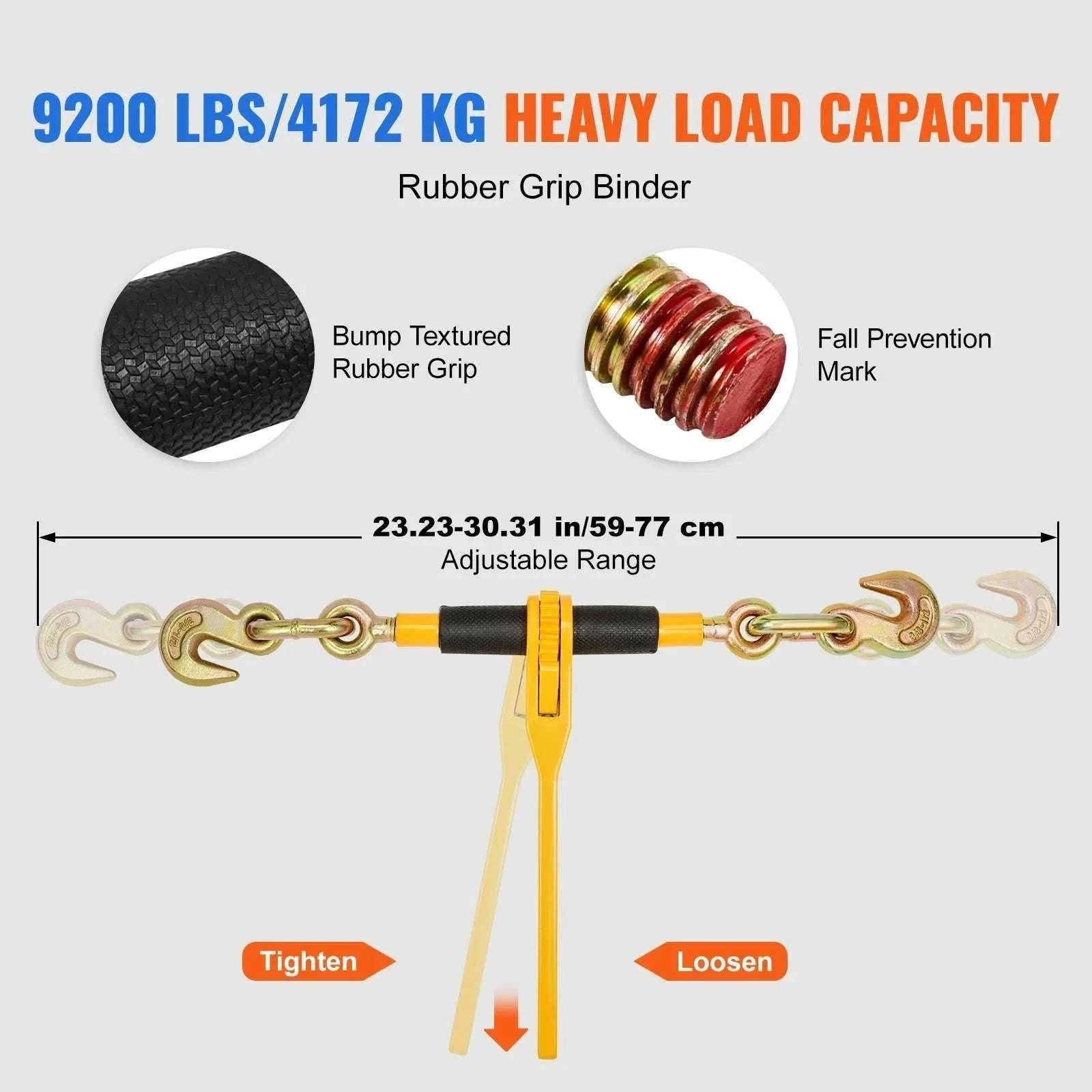 Heavy Duty Chain Binder Kit 3/8"–1/2" Ratchet Tie Down 2pcs-10ft / france