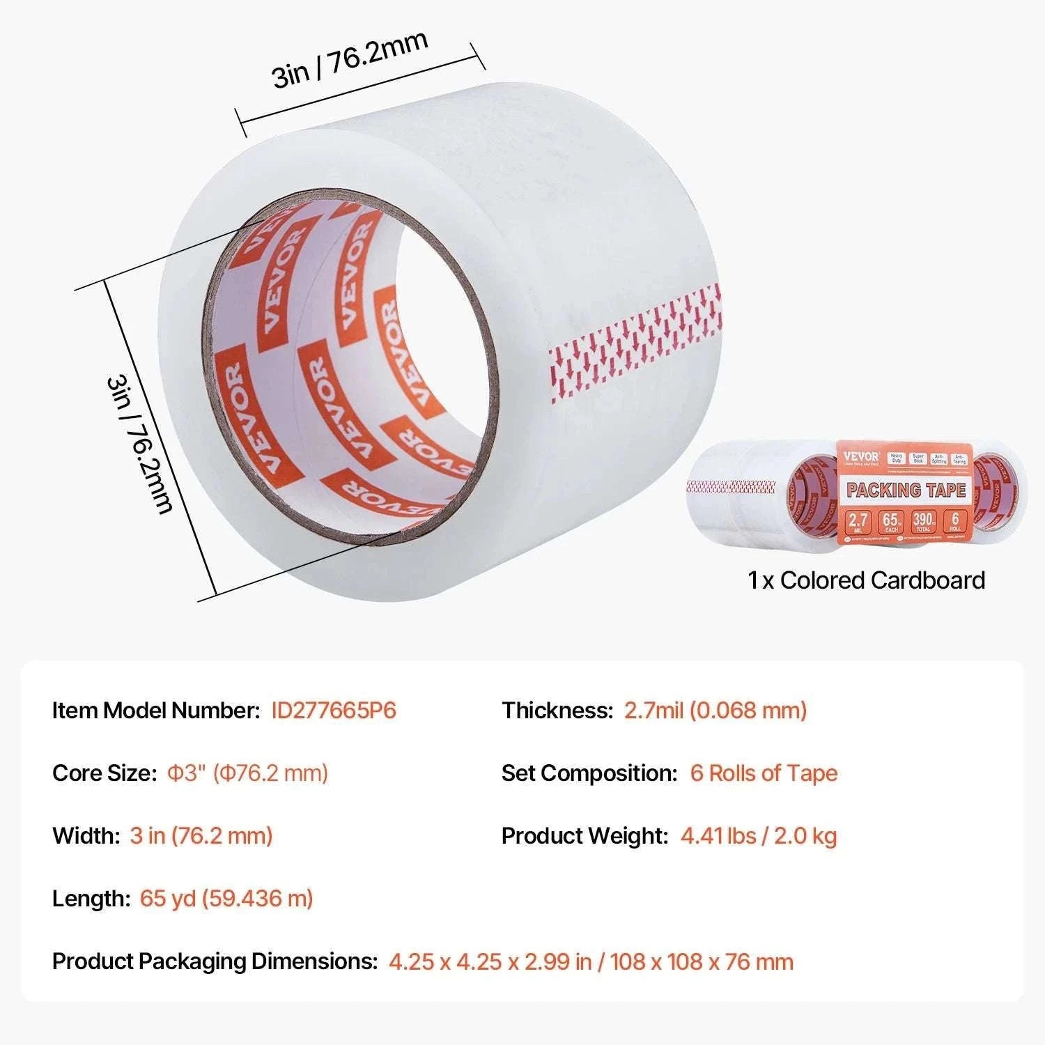 Heavy Duty Clear Packing Tape 6 or 24 Rolls 70m Strong Adhesive-6Rolls / france