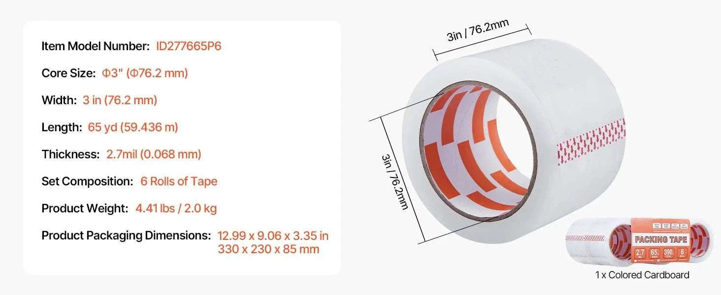 Heavy Duty Clear Packing Tape 6 or 24 Rolls 70m Strong Adhesive-6Rolls / france