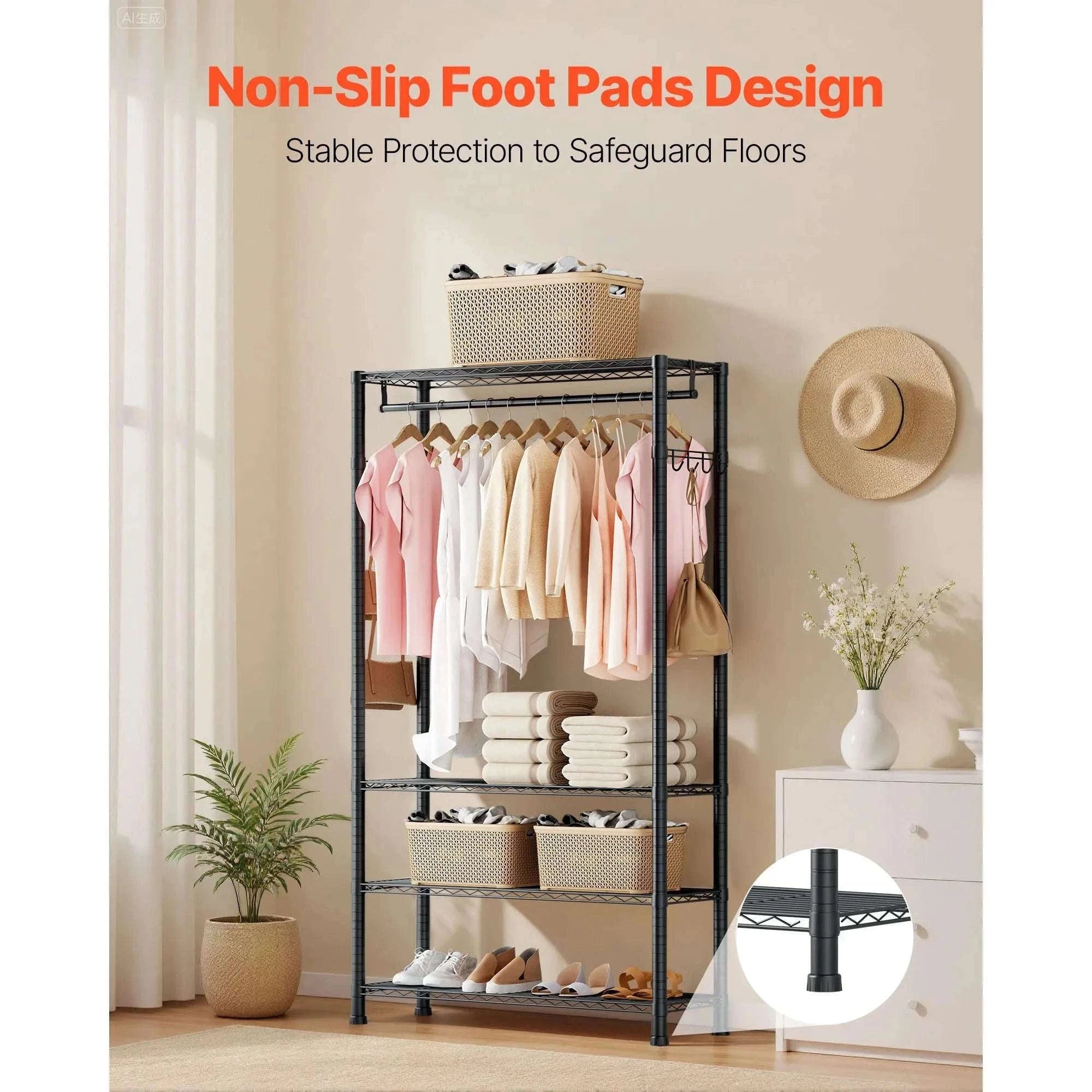 Heavy Duty Clothes Rack with Adjustable Shelves & 450–500 lb Load-2 Hanging Rods / United States