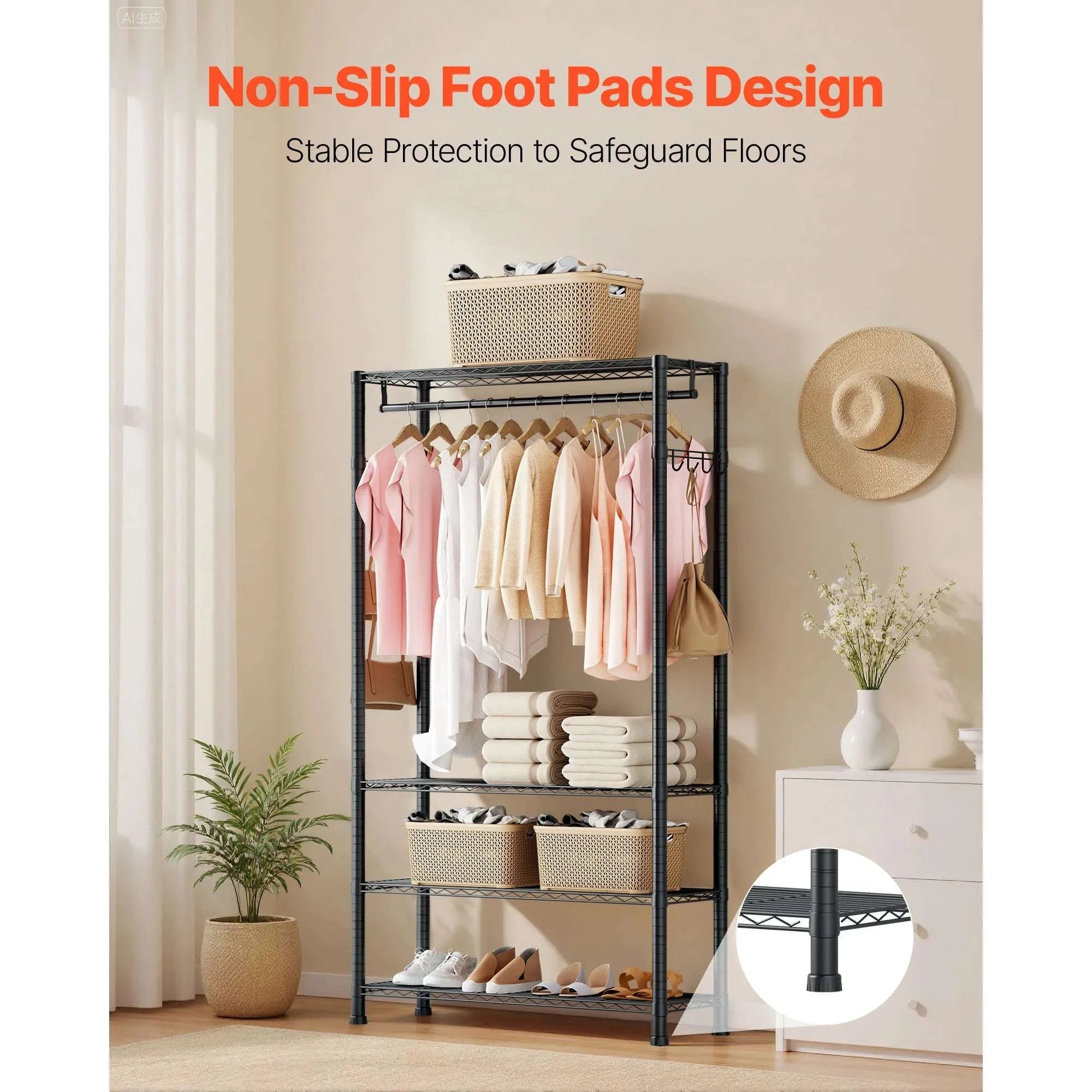 Heavy Duty Clothes Rack with Adjustable Shelves & 450–500 lb Load-2 Hanging Rods / United States