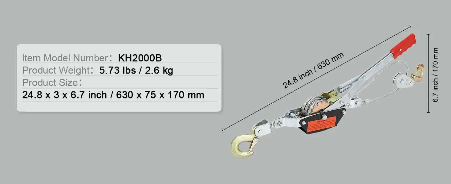 Heavy Duty Come Along Winch 2/4/5 Ton Cable Puller for Recovery-5 T / france