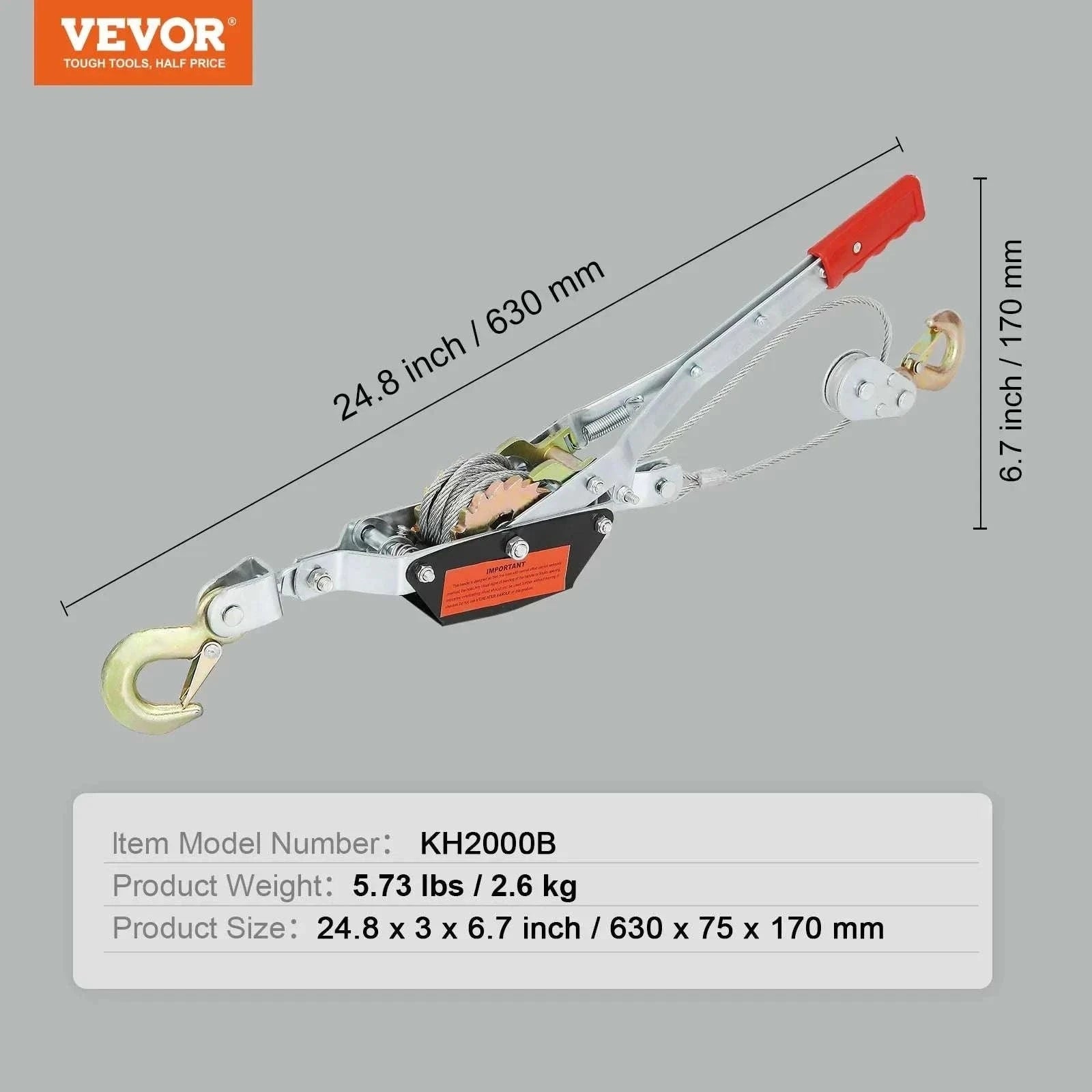 Heavy Duty Come Along Winch 2/4/5 Ton Cable Puller for Recovery-5 T / france