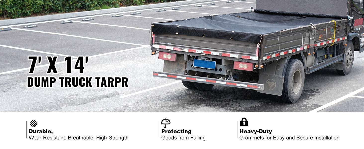 Heavy Duty Dump Truck Mesh Tarp PVC Coated with Reinforced Webbing-7 x 18 ft / United States