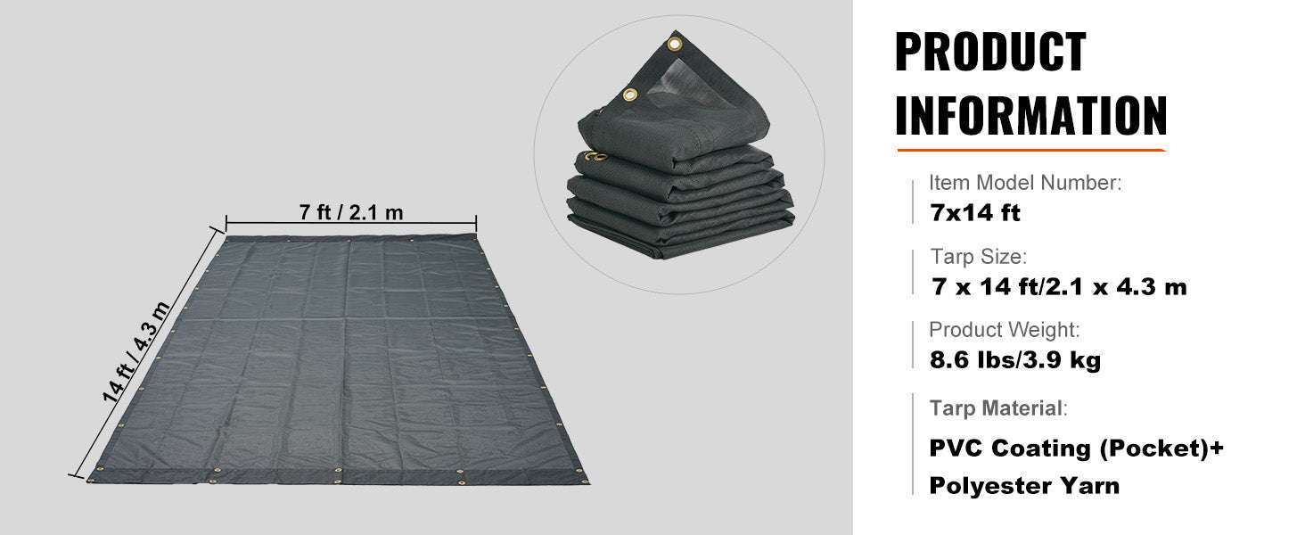 Heavy Duty Dump Truck Mesh Tarp PVC Coated with Reinforced Webbing-7 x 18 ft / United States