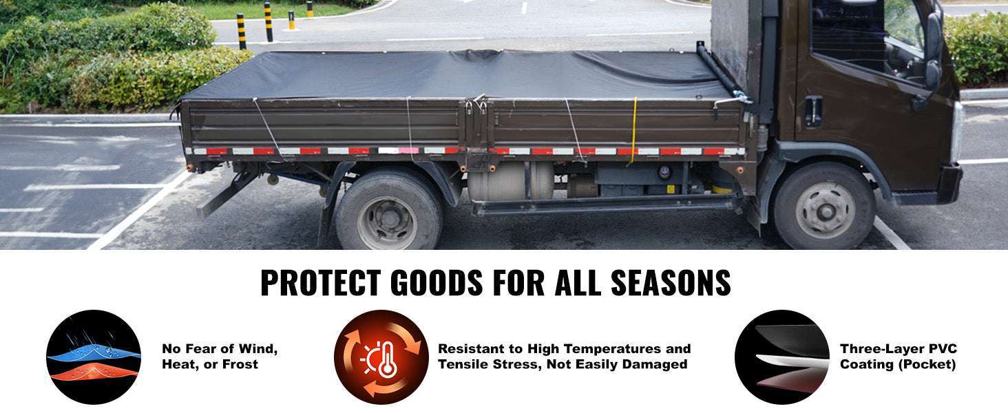 Heavy Duty Dump Truck Mesh Tarp PVC Coated with Reinforced Webbing-7 x 18 ft / United States