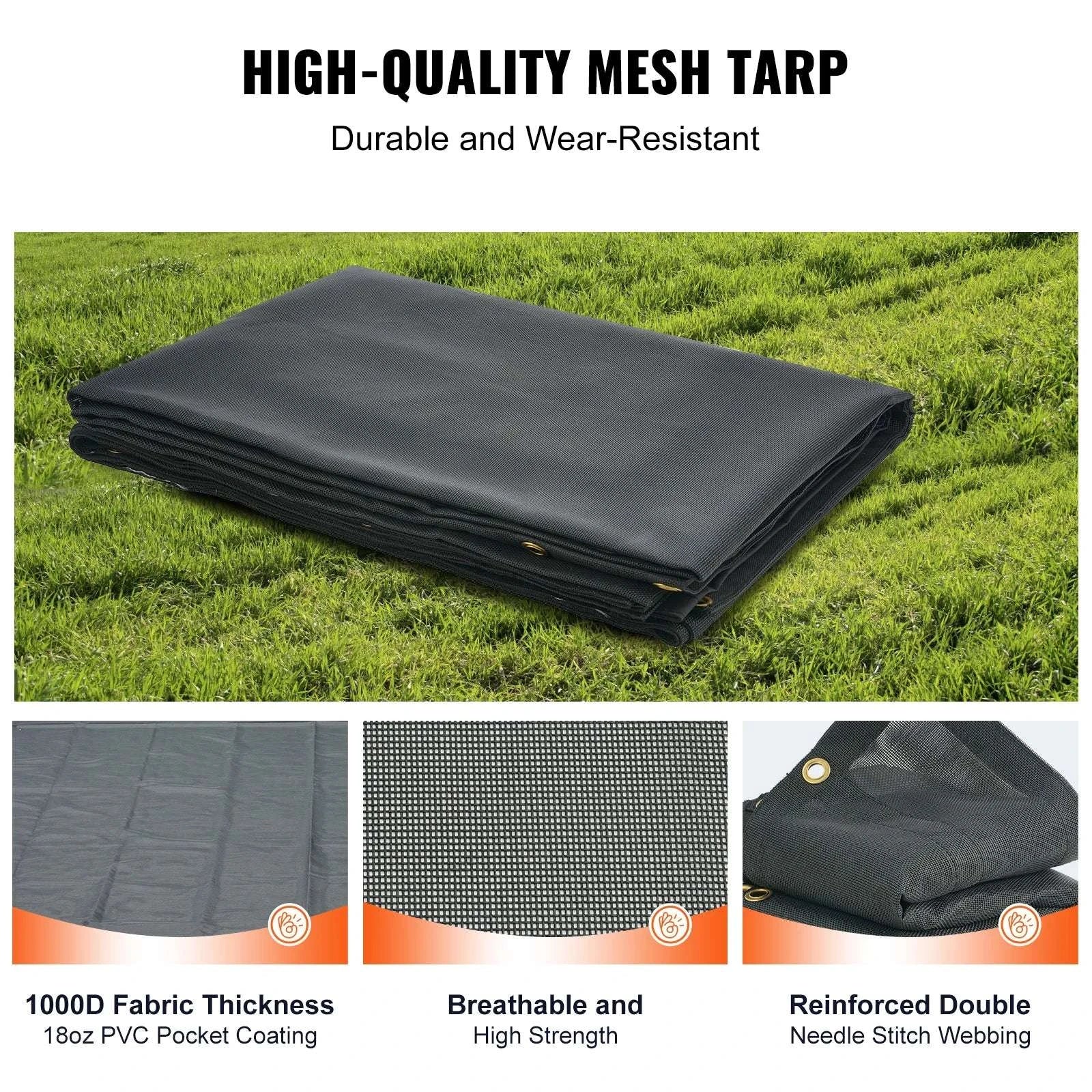 Heavy Duty Dump Truck Mesh Tarp PVC Coated with Reinforced Webbing-7 x 18 ft / United States