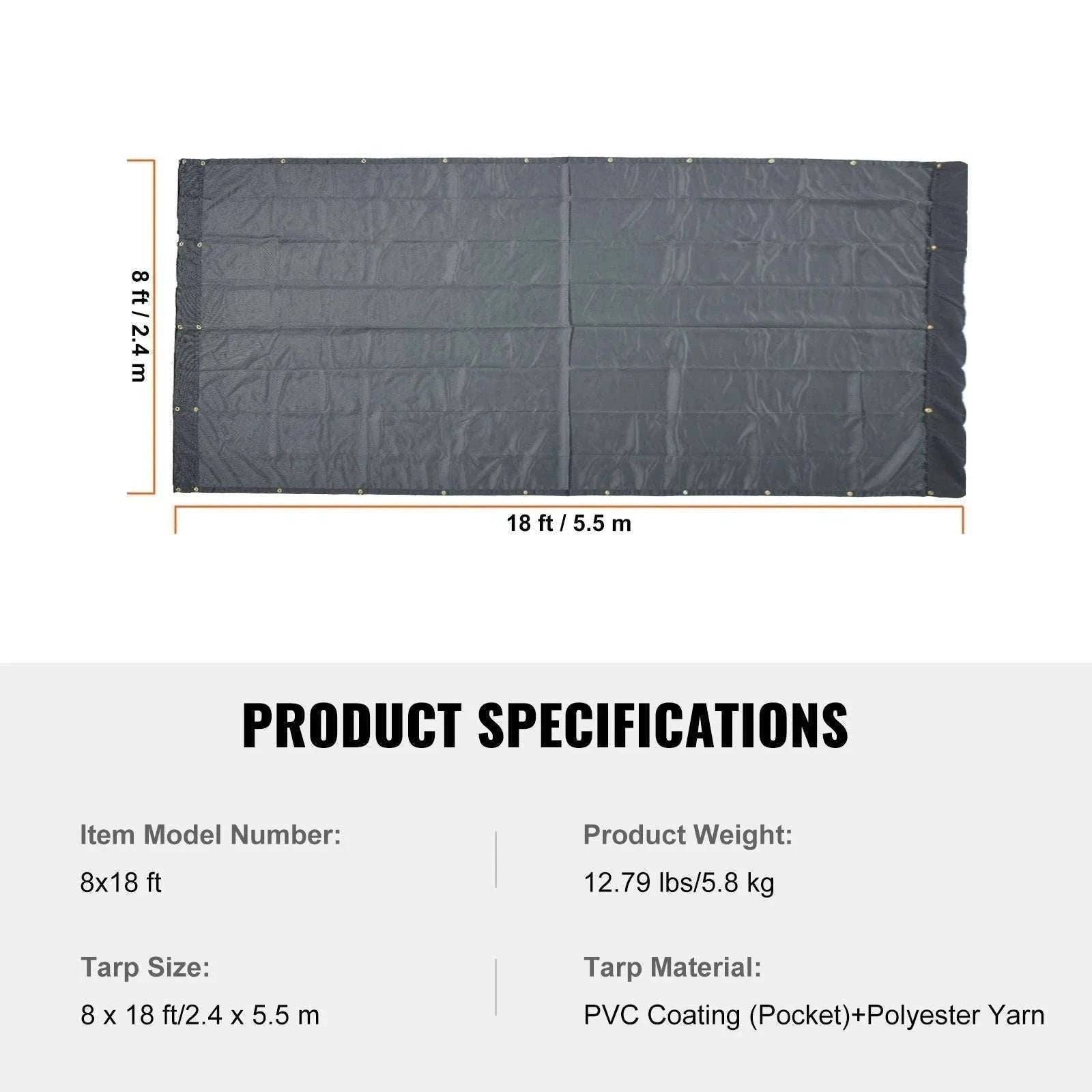 Heavy Duty Dump Truck Mesh Tarp PVC Coated with Reinforced Webbing-7 x 18 ft / United States