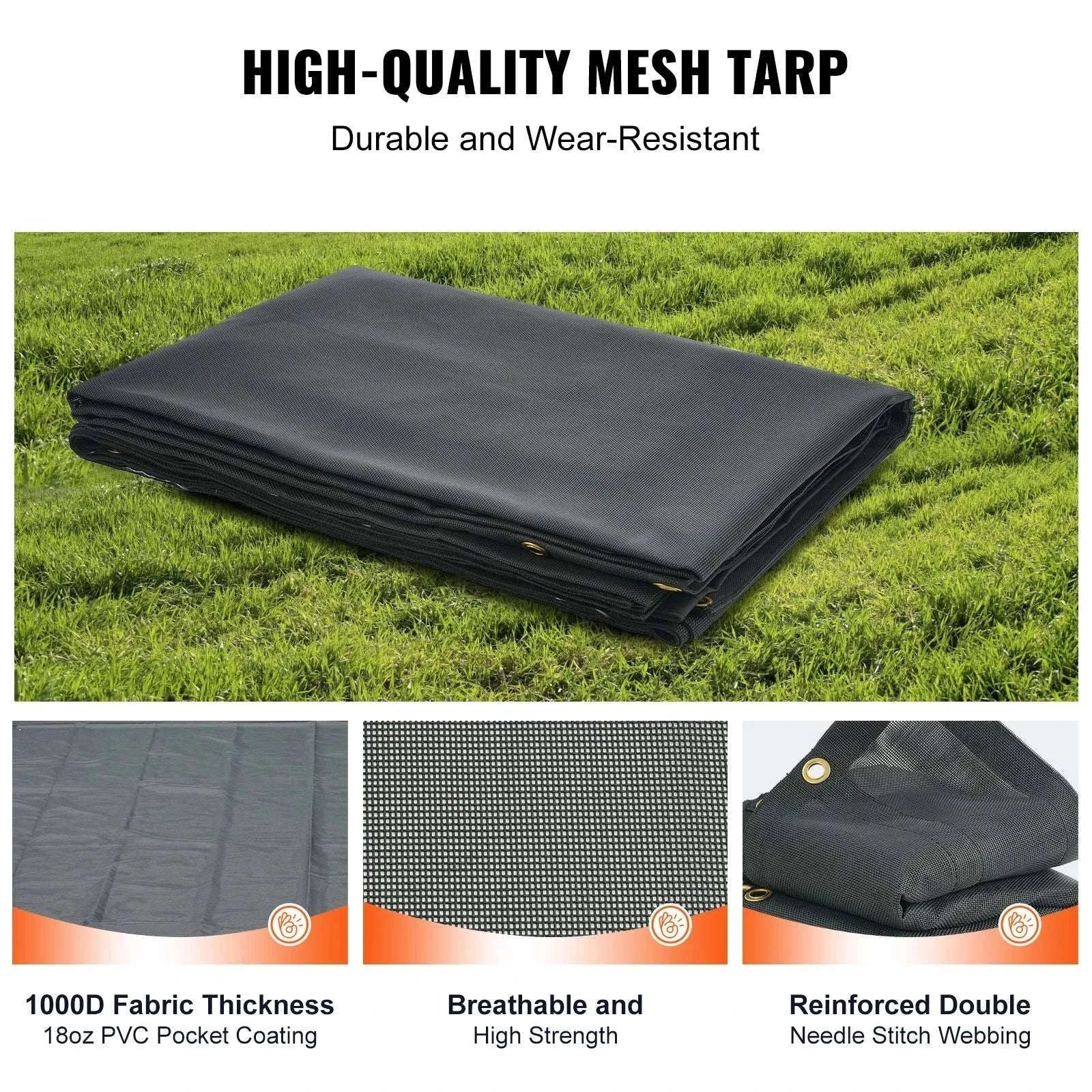 Heavy Duty Dump Truck Mesh Tarp PVC Coated with Reinforced Webbing-7 x 18 ft / United States