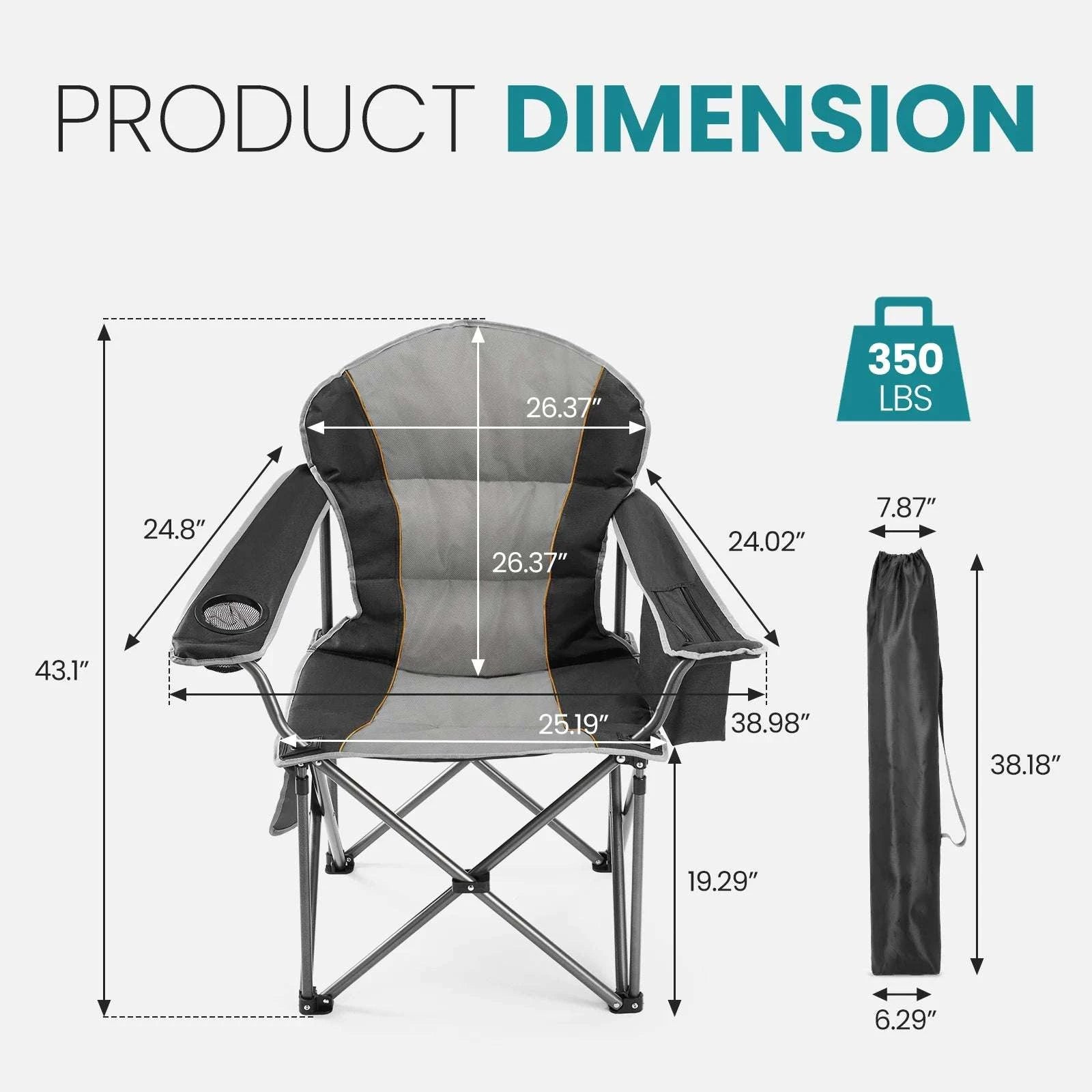Heavy Duty Folding Camping Chair 450lbs Capacity with Cup Holder-Blue Gray / United States