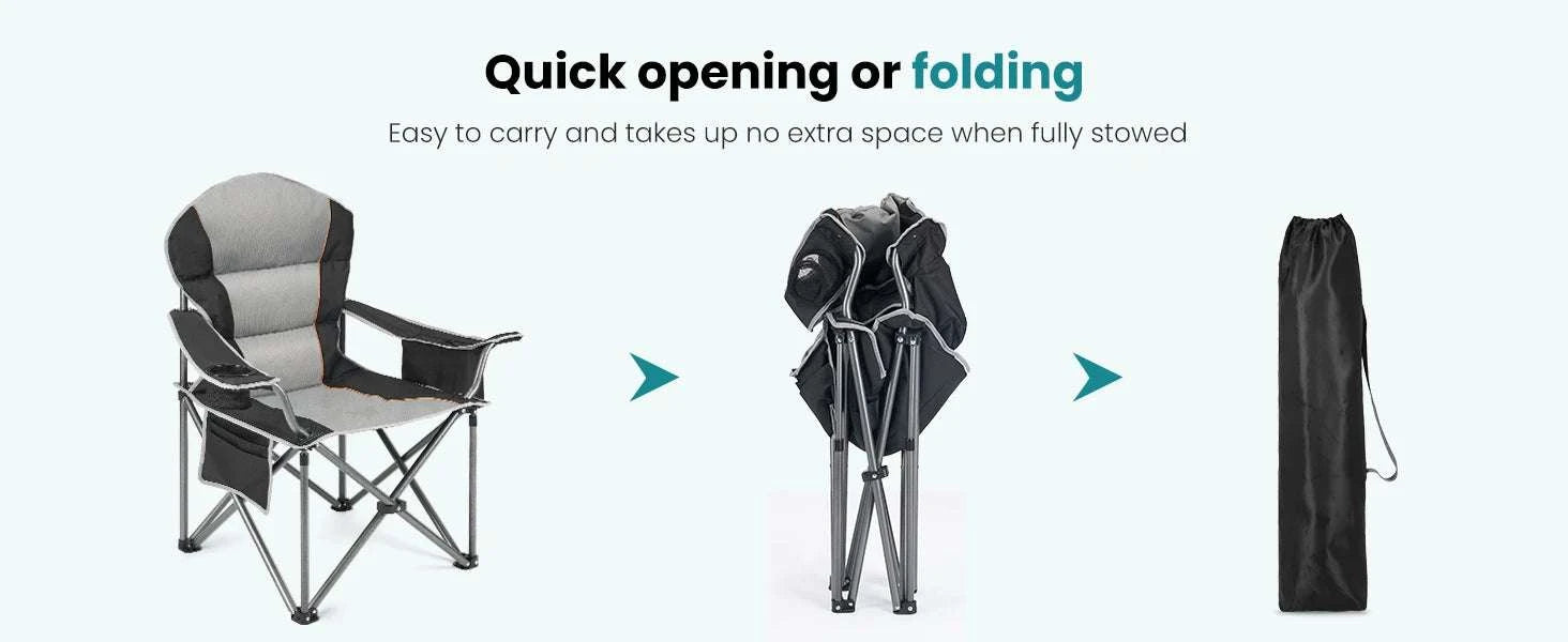 Heavy Duty Folding Camping Chair 450lbs Capacity with Cup Holder-Blue Gray / United States