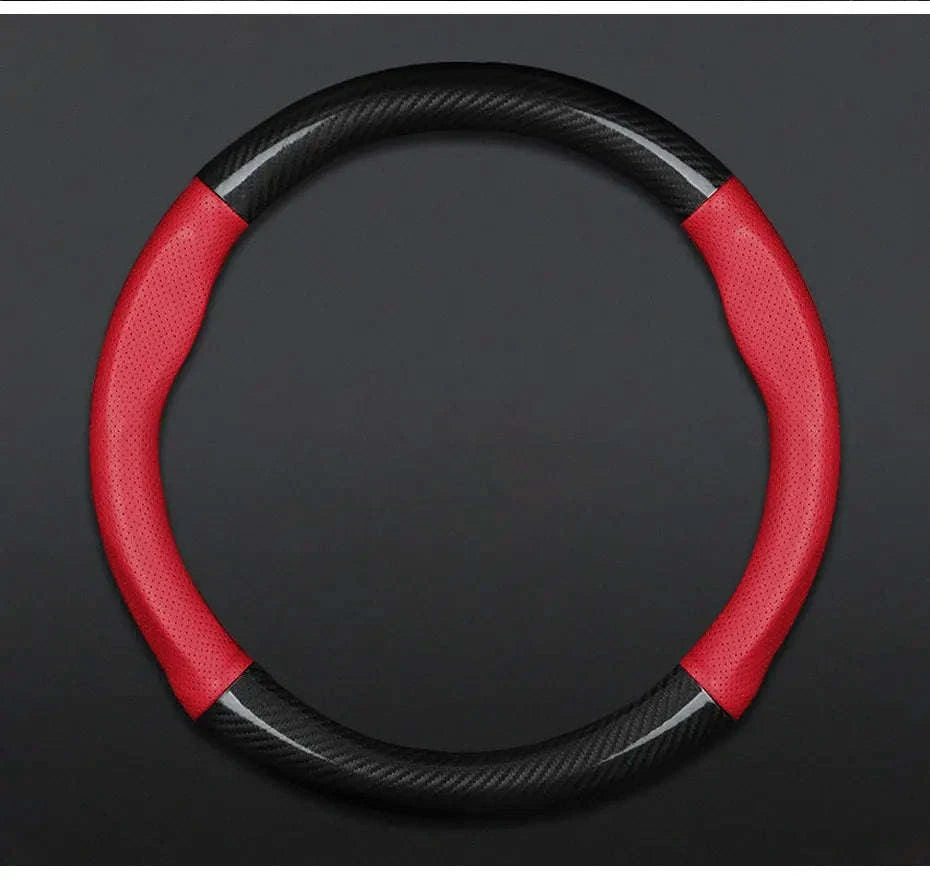 Heavy Duty Full-Wrapped Steering Wheel Cover 38cm Universal-Red