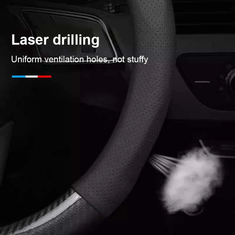 Heavy Duty Full-Wrapped Steering Wheel Cover 38cm Universal-Red