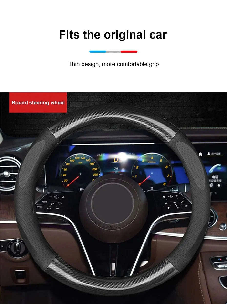 Heavy Duty Full-Wrapped Steering Wheel Cover 38cm Universal-Red