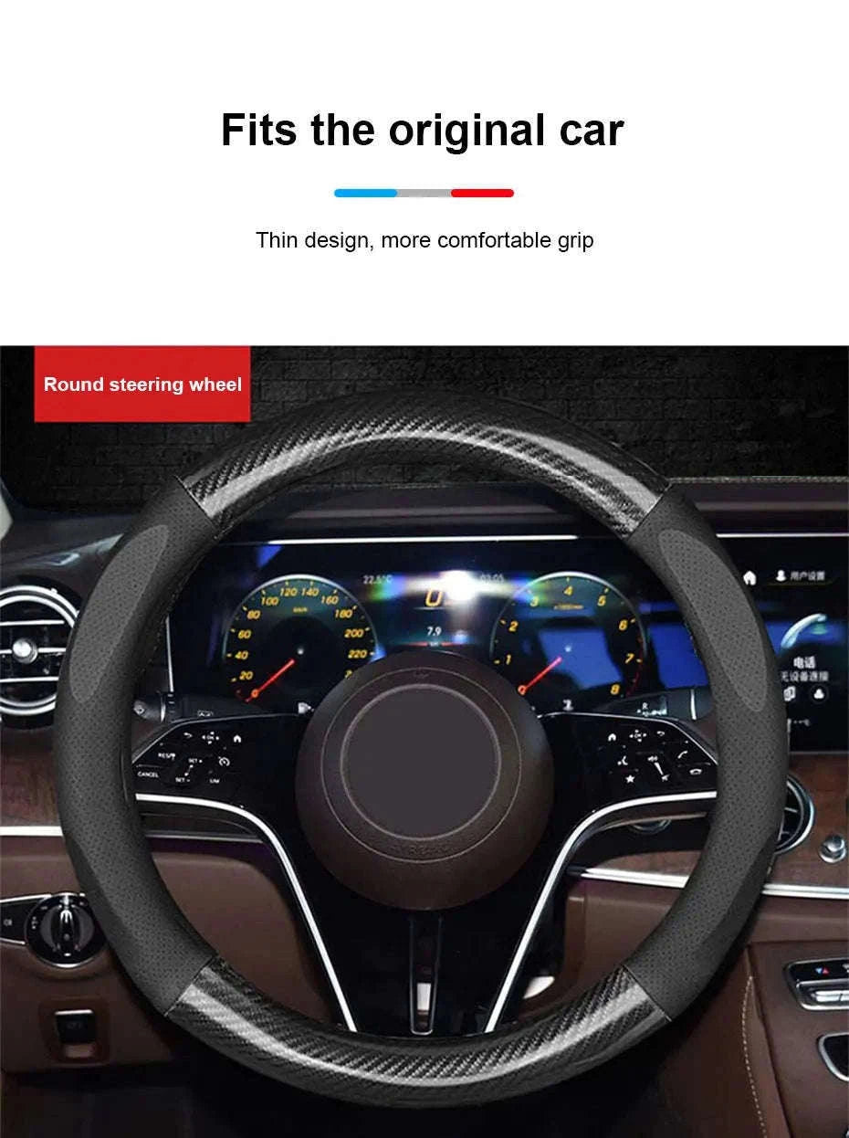 Heavy Duty Full-Wrapped Steering Wheel Cover 38cm Universal-Red