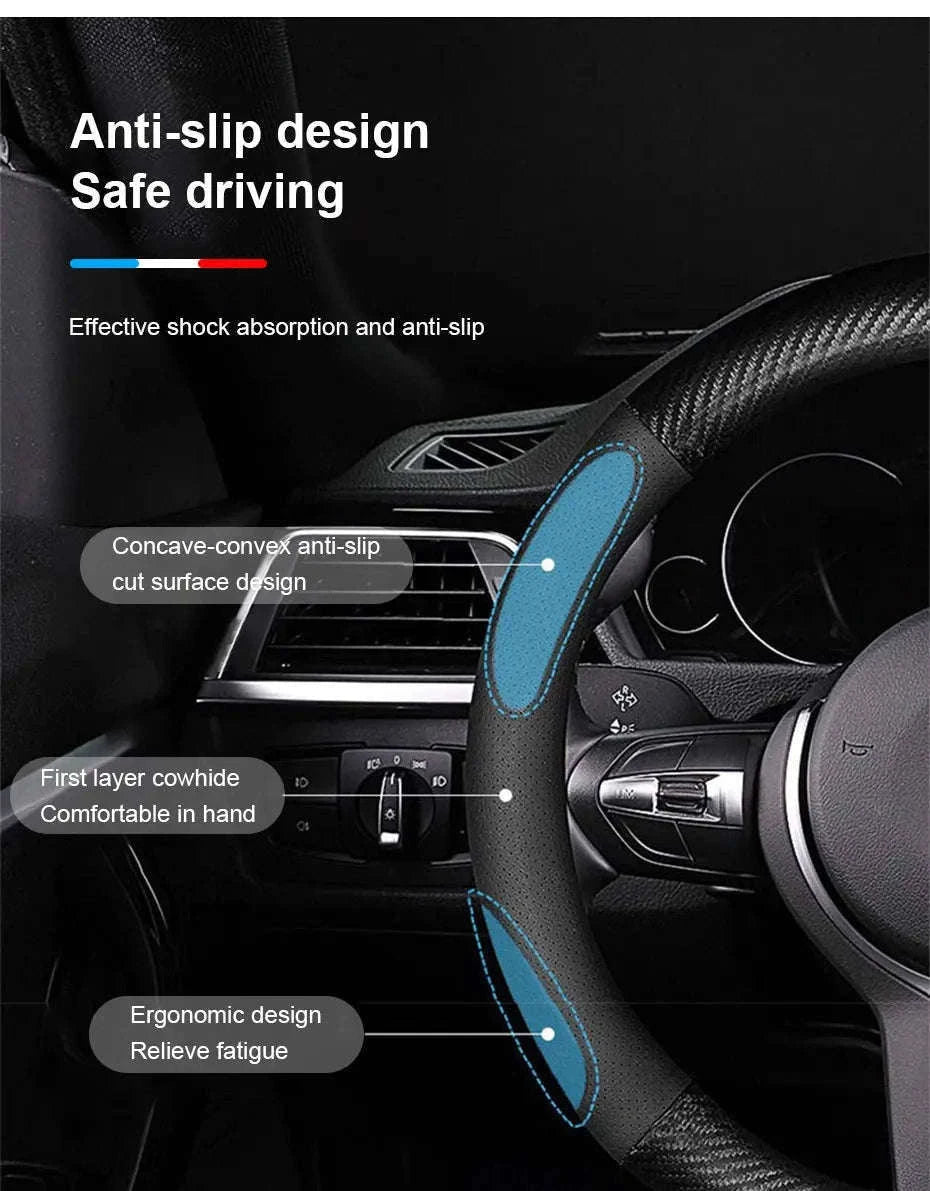Heavy Duty Full-Wrapped Steering Wheel Cover 38cm Universal-Red