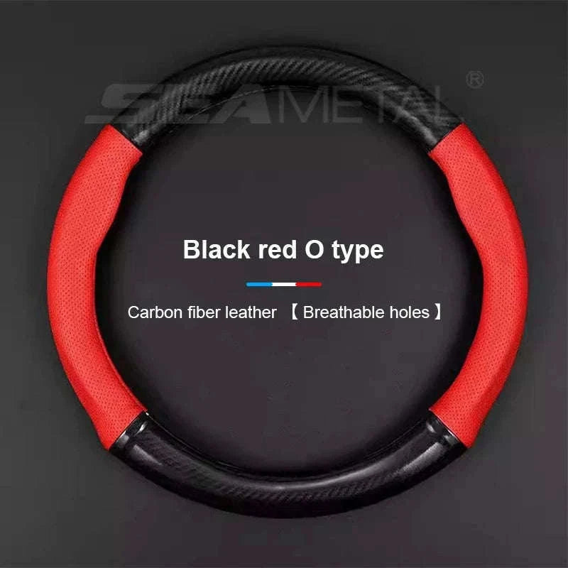 Heavy Duty Full-Wrapped Steering Wheel Cover 38cm Universal-Red