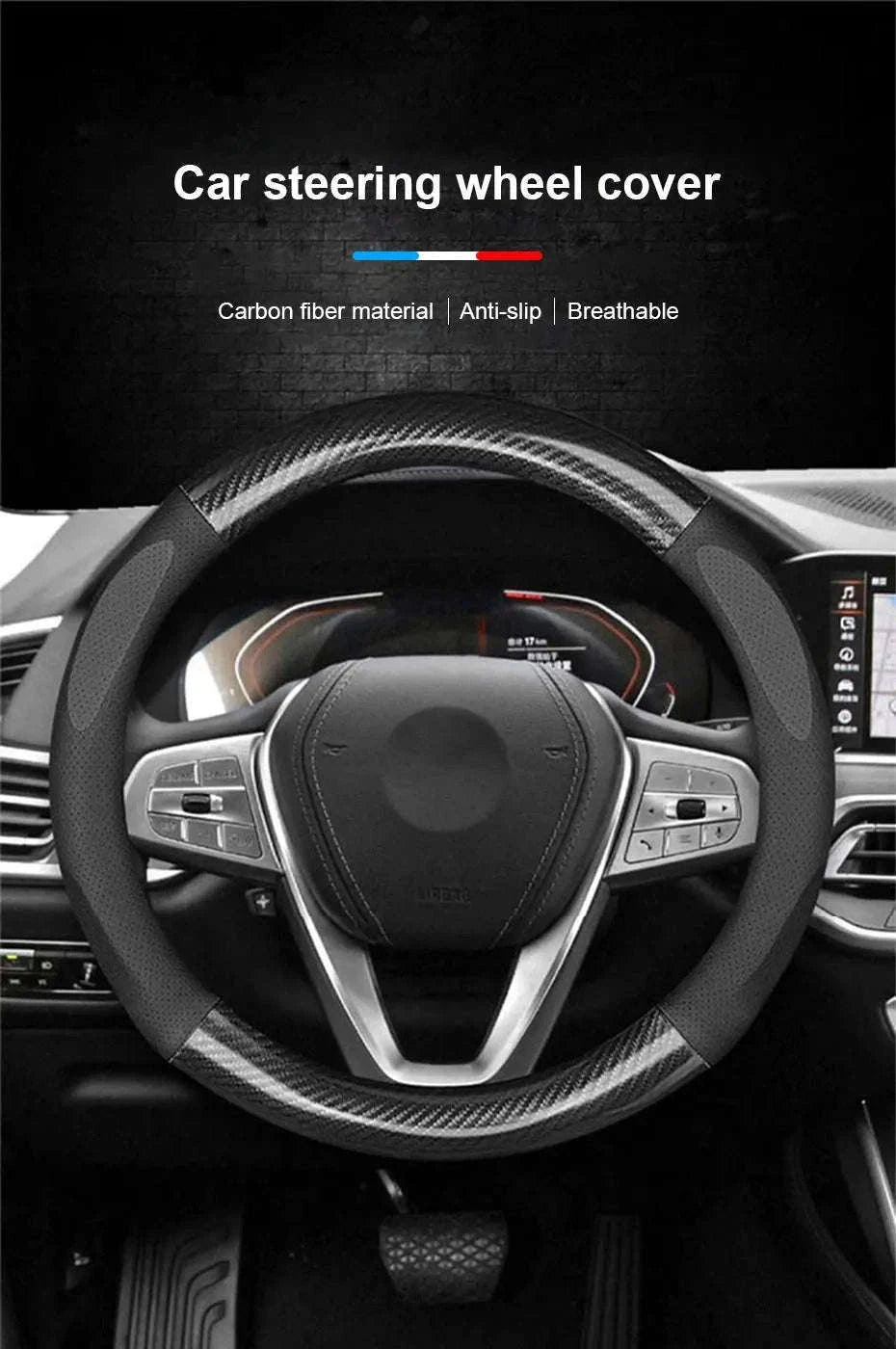 Heavy Duty Full-Wrapped Steering Wheel Cover 38cm Universal-Red