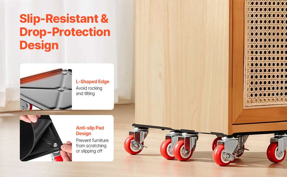 Heavy Duty Furniture Dolly Set 3474Lbs with 360° Wheels & Brakes-4pcs / CZECH REPUBLIC
