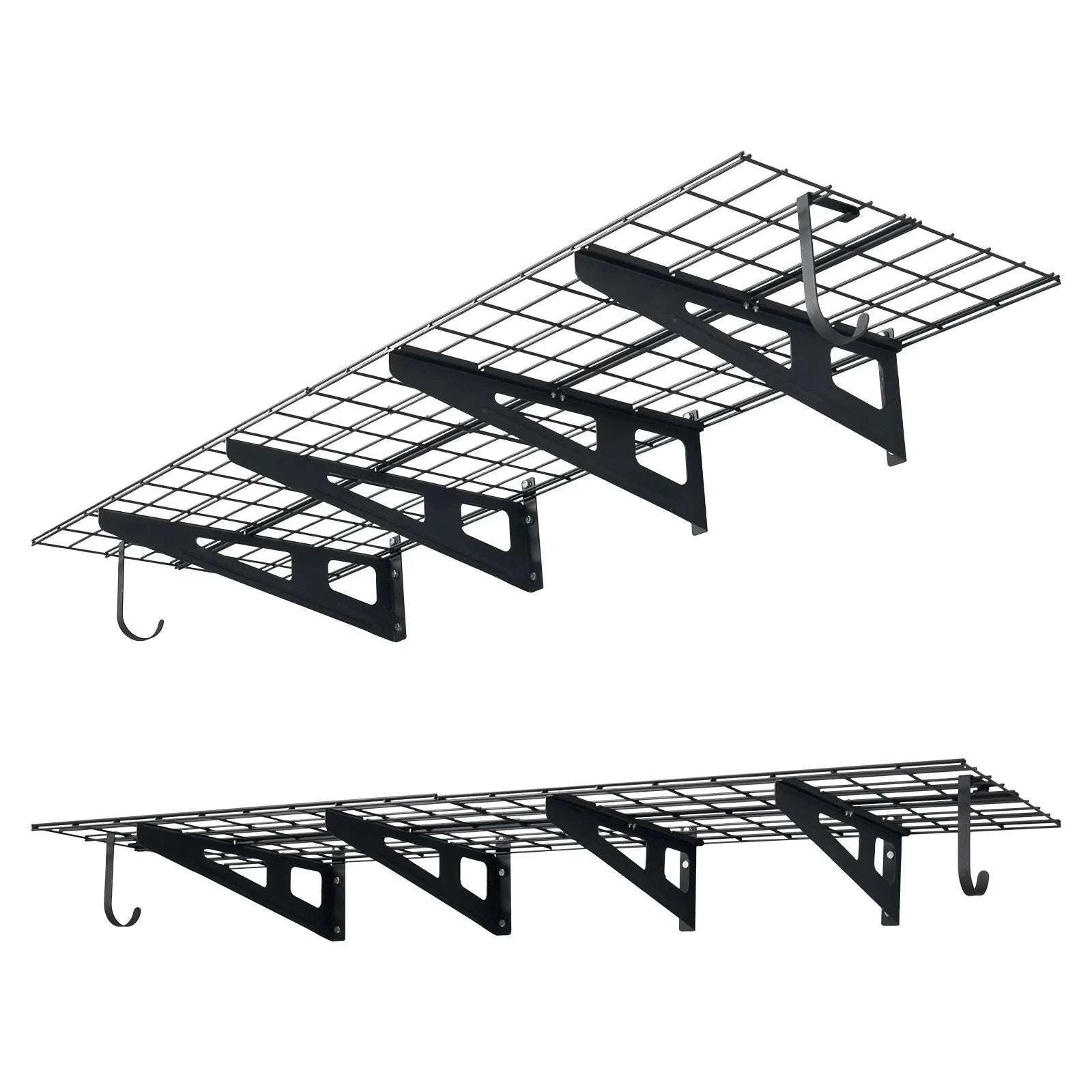 Heavy Duty Garage Wall Shelves 2-Pack 500 lbs Each with Hooks-24x72inch / United States