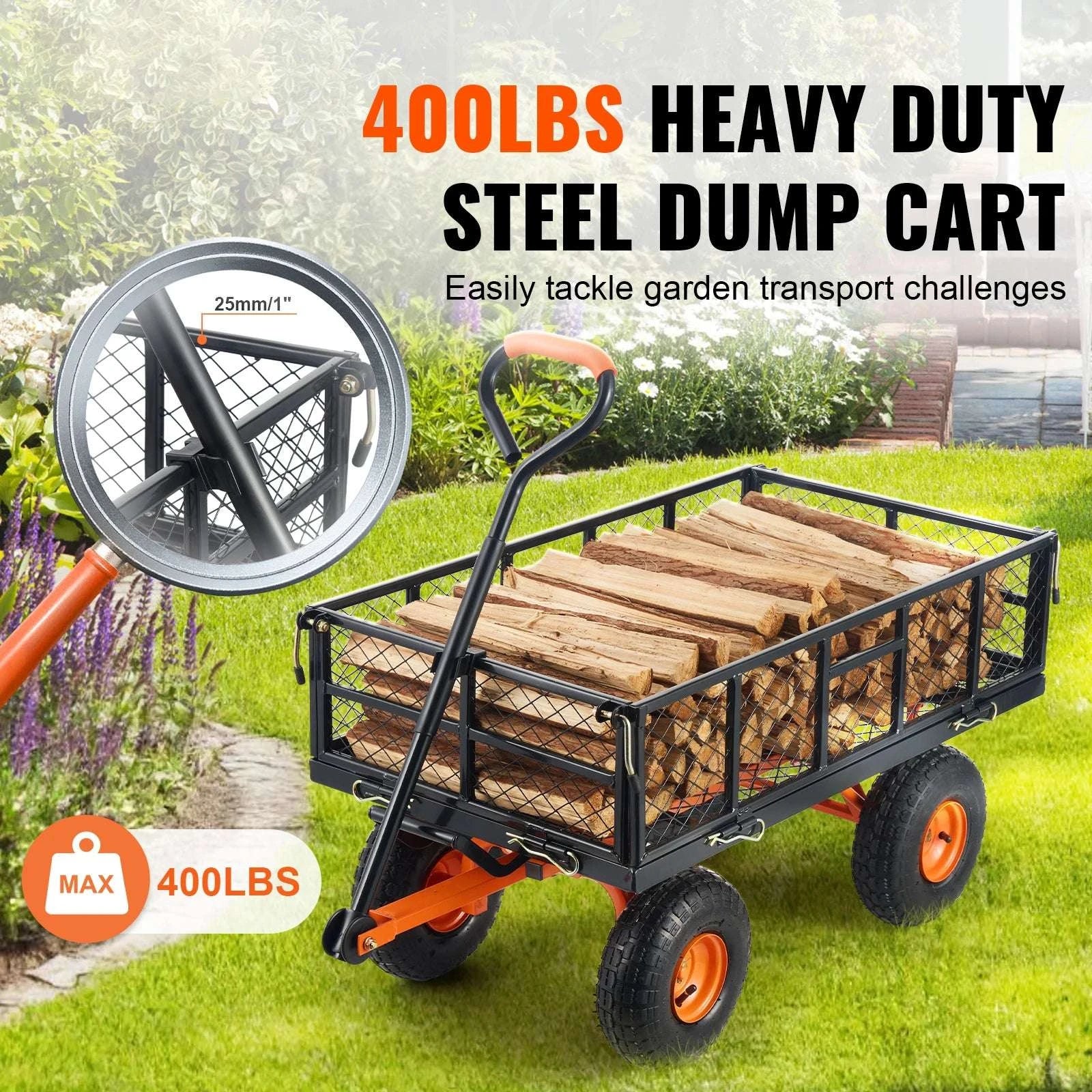 Heavy Duty Garden Dump Cart Wagon with 400–880lb Capacity-880lbs / france