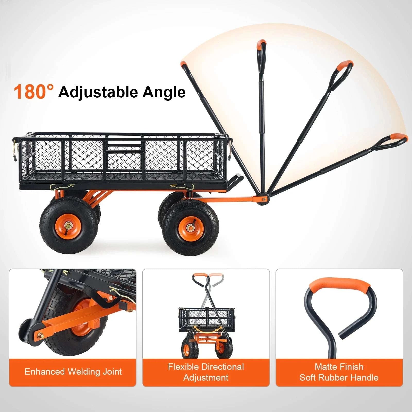 Heavy Duty Garden Dump Cart Wagon with 400–880lb Capacity-880lbs / france