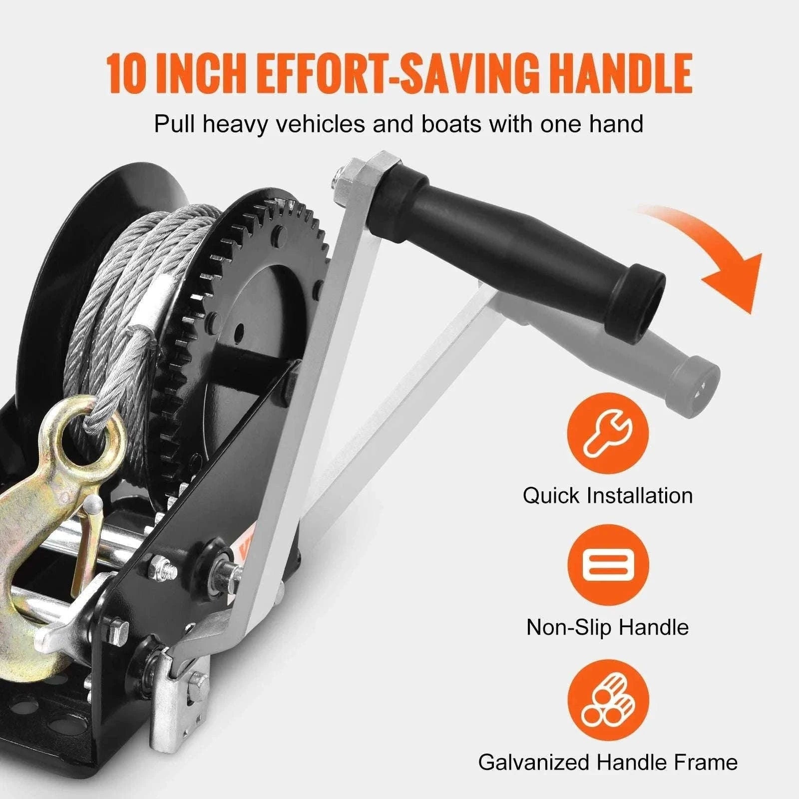 Heavy Duty Hand Winch with 33 ft Steel Cable for Boat Trailer ATV-3500lbs / Poland