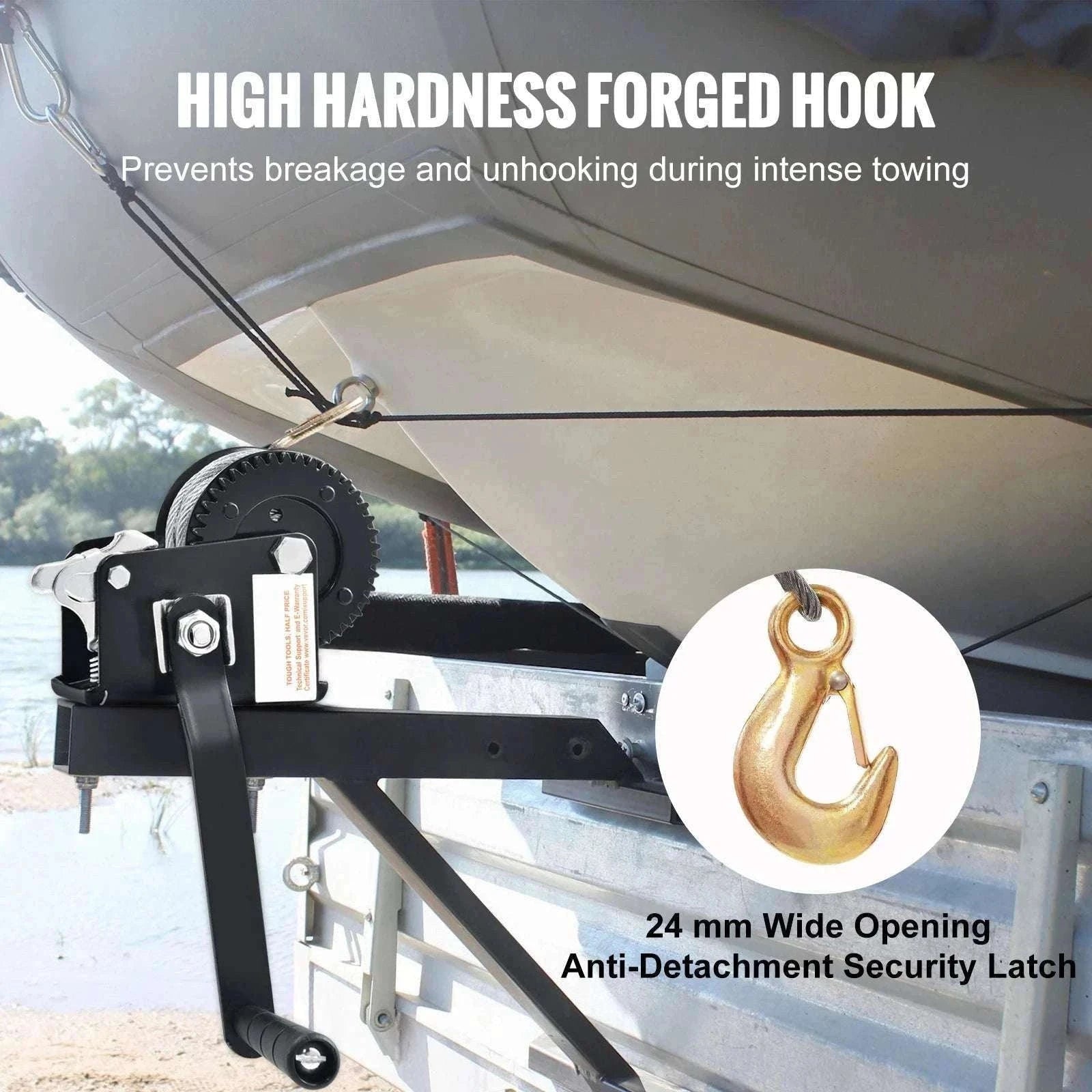 Heavy Duty Hand Winch with 33 ft Steel Cable for Boat Trailer ATV-3500lbs / Poland