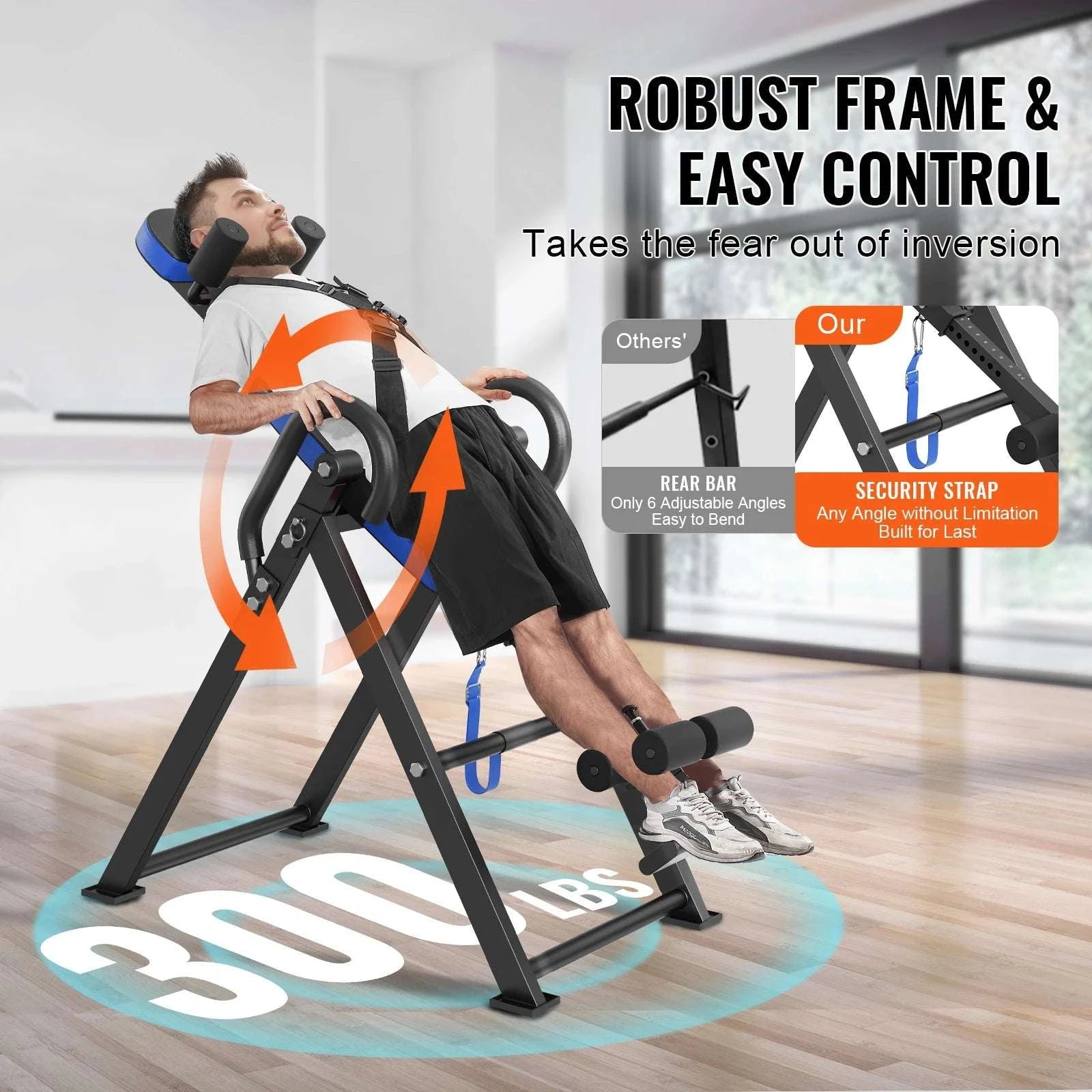 Heavy Duty Inversion Table Back Stretcher with Adjustable Height-Blue  Black / United States