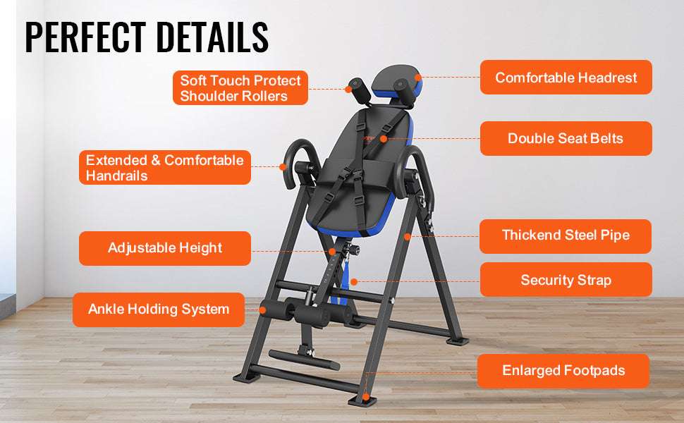 Heavy Duty Inversion Table Back Stretcher with Adjustable Height-Blue  Black / United States