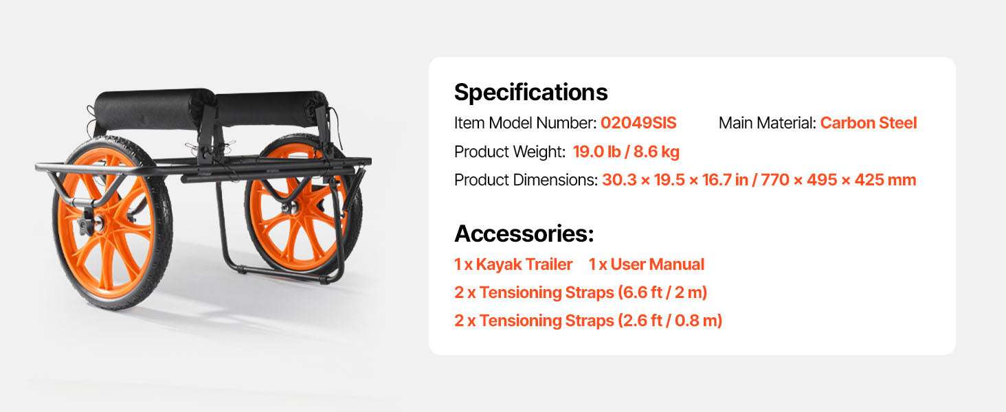 Heavy-Duty Kayak Cart 330 lbs with 15" Rubber Wheels & Straps-330 lbs / United States