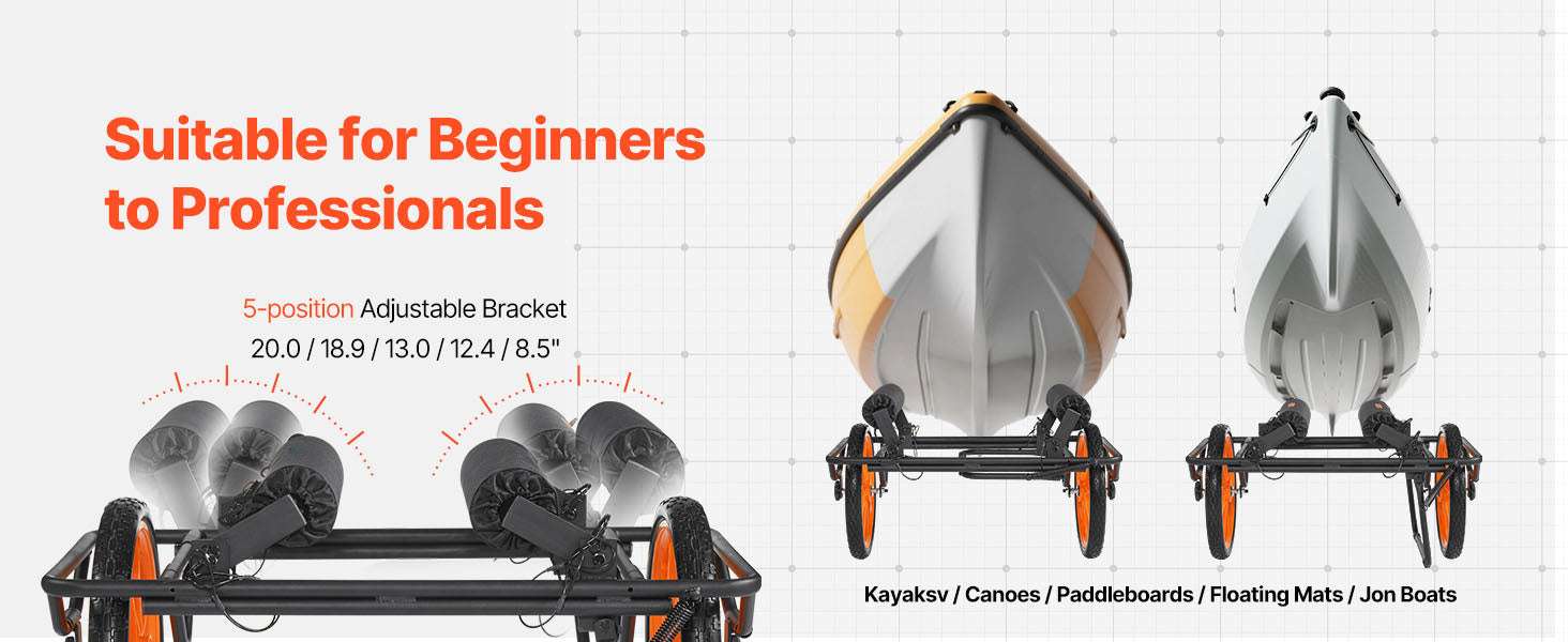 Heavy-Duty Kayak Cart 330 lbs with 15" Rubber Wheels & Straps-330 lbs / United States