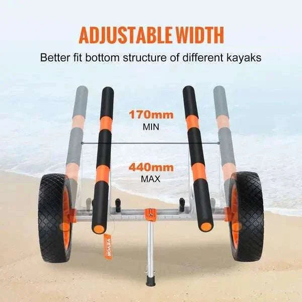 Heavy Duty Kayak Cart with 12'' Wheels, Foldable Canoe Trolley 450 lb Capacity-United States