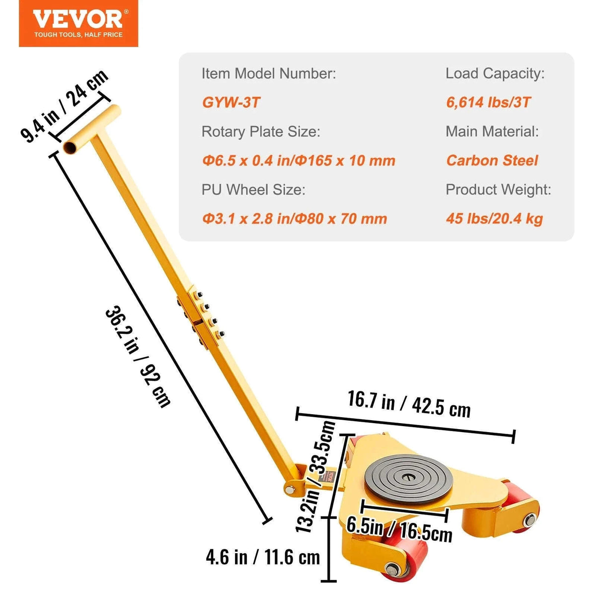 Heavy Duty Machinery Skate Dolly with 360° Swivel Wheels & Handle-C 1pc / canada